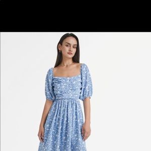 Blue puff sleeve dress